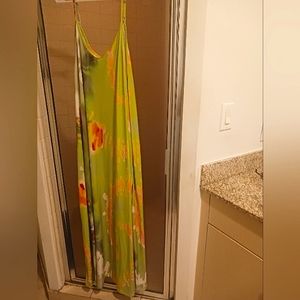 Maxi green dress with orange and red flowers in size 3x by Beyond this Plane